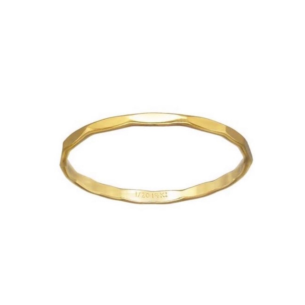 14k Gold Thin Hammered Ring